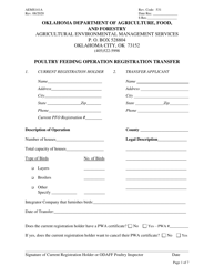 Form AEMS141A Poultry Feeding Operation Registration Transfer - Oklahoma