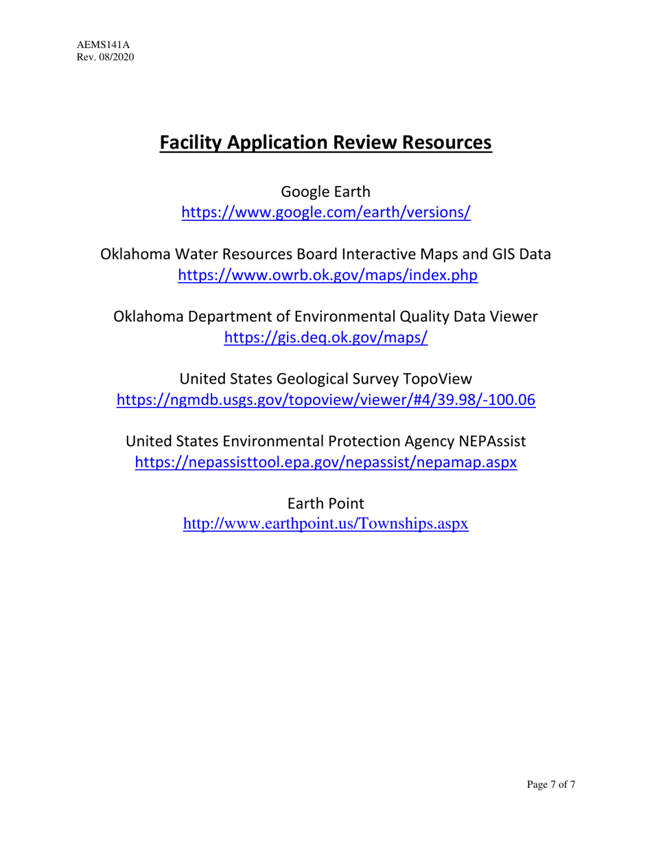 Form AEMS141A Poultry Feeding Operation Registration Transfer - Oklahoma, Page 7