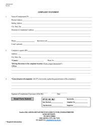 Form AEMS068 &quot;Complaint Statement&quot; - Oklahoma