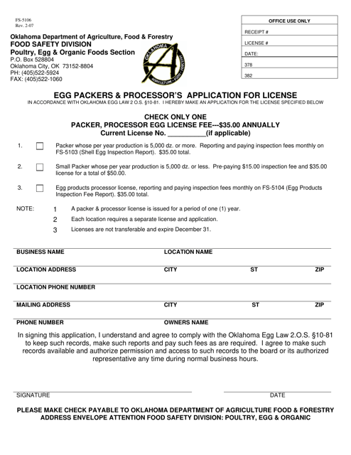 Form FS-5106  Printable Pdf