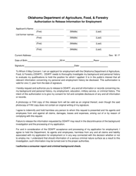 Document preview: Authorization to Release Information for Employment - Oklahoma