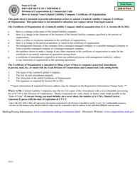 Document preview: Instructions for Amendment to Certificate of Organization - Utah