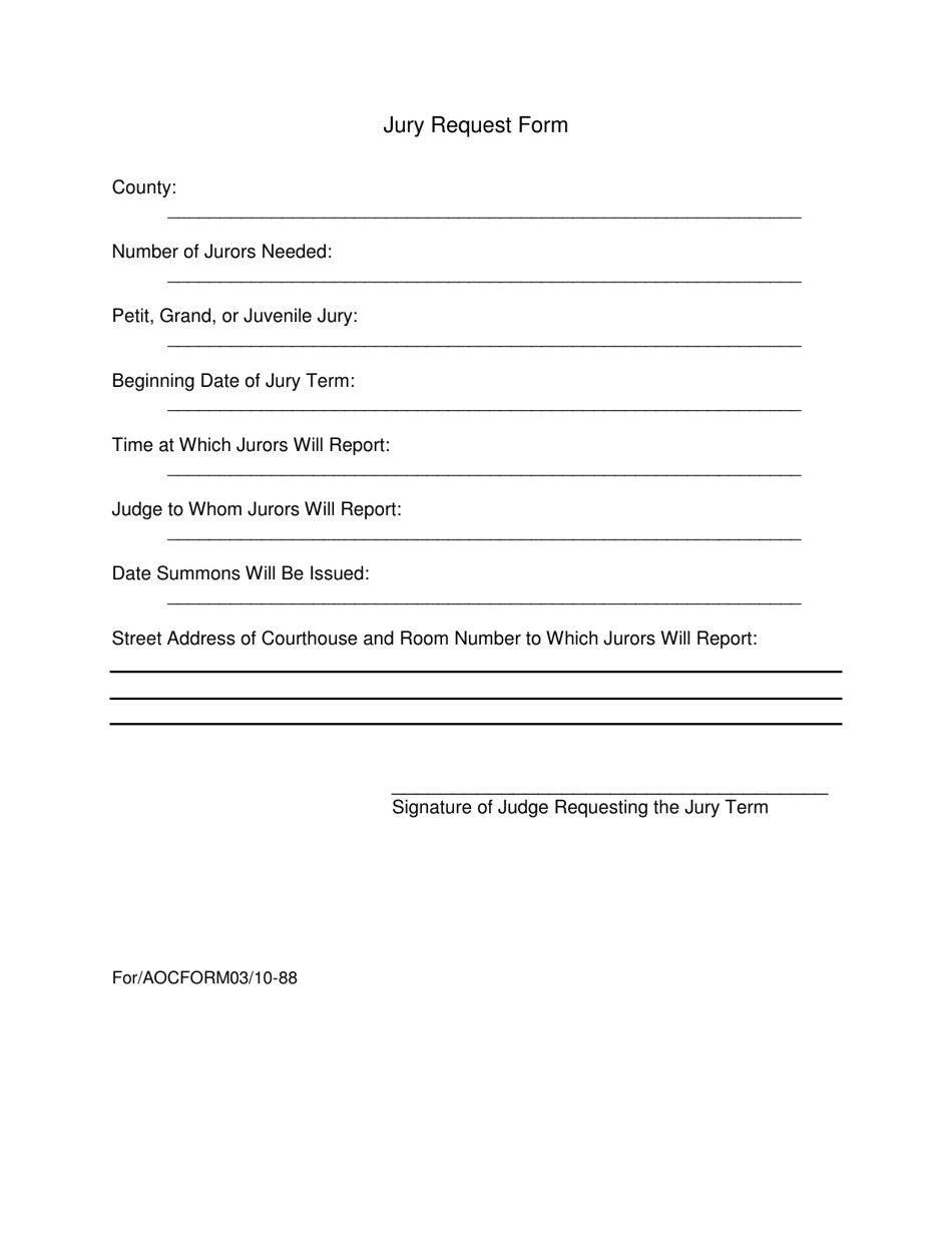 AOC Form 03 Jury Request Form - Oklahoma, Page 1