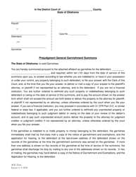 Prejudgment General Garnishment Summons - Oklahoma