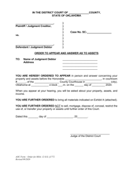 Order to Appear and Answer as to Assets - Oklahoma