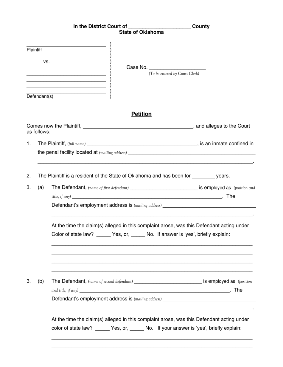 AOC Form 7 Petition - Oklahoma, Page 1