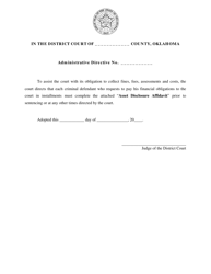 Document preview: Model Asset Disclosure Administrative Order - Oklahoma