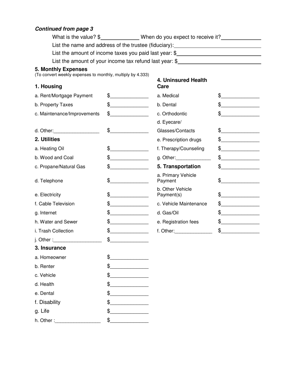 Asset Disclosure Affidavit - Oklahoma, Page 4