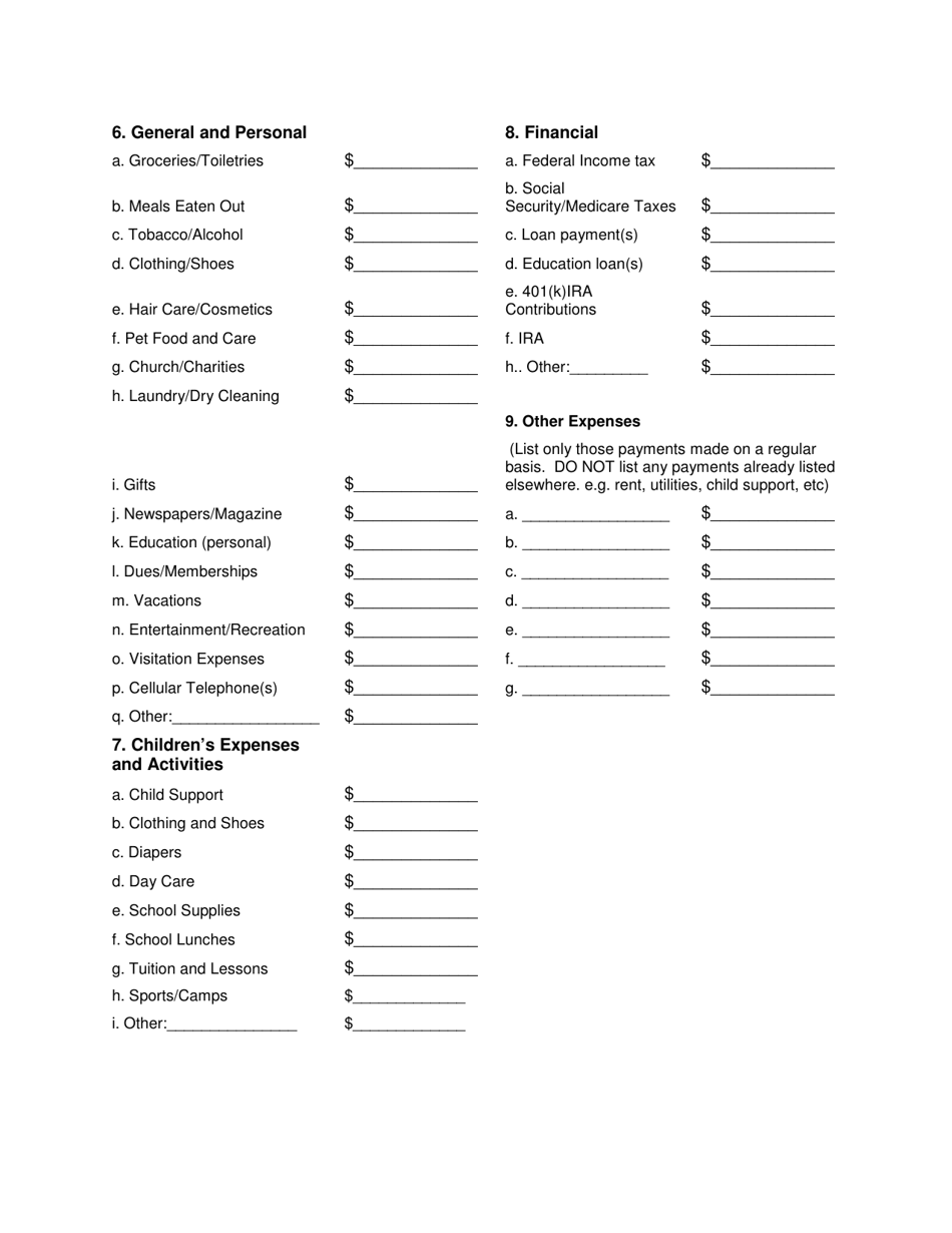 Asset Disclosure Affidavit - Oklahoma, Page 5