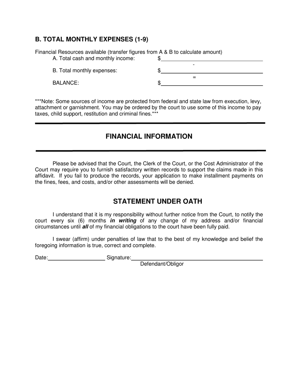 Asset Disclosure Affidavit - Oklahoma, Page 6