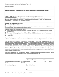 Application for License as a Statewide Private Process Server - Oklahoma, Page 2