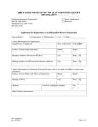 Document preview: Application for Registration as an Independent Review Organization - Oklahoma