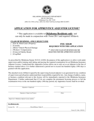 Form AT-1 Application for Apprentice Adjuster License - Oklahoma