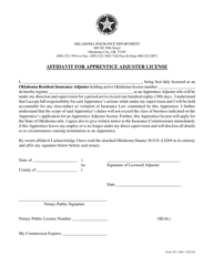 Form AT-1 Application for Apprentice Adjuster License - Oklahoma, Page 2