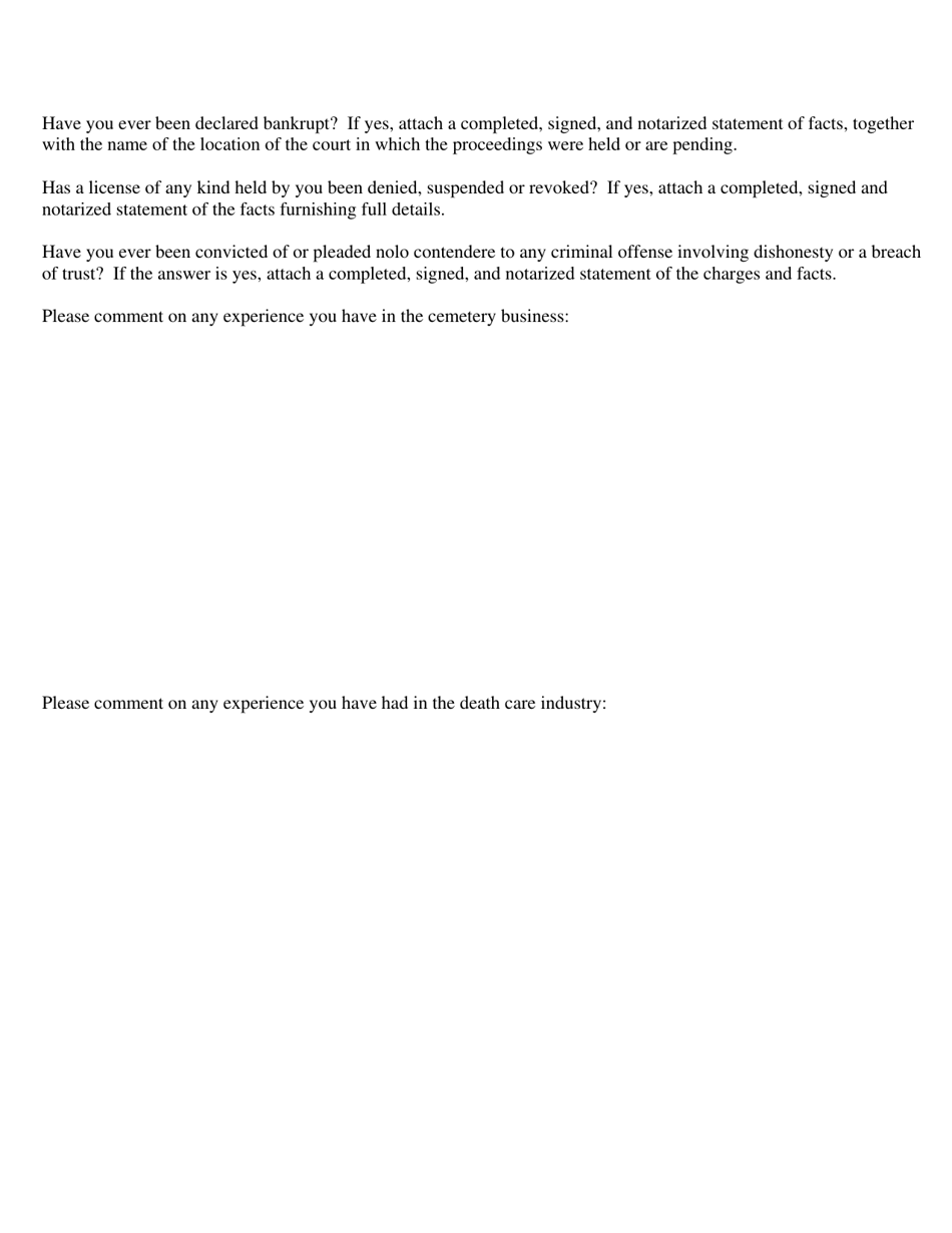 Application for Authority to Acquire Control of an Existing Cemetery - Oklahoma, Page 5