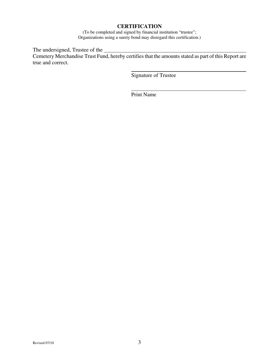 Cemetery Merchandise Annual Report - Oklahoma, Page 3