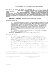Form AS-2 Assignment of Policy/Contract Death Benefits - Oklahoma