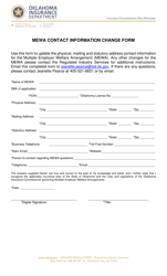 Document preview: Mewa Contact Information Change Form - Oklahoma