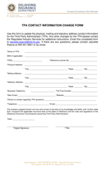 Document preview: Tpa Contact Information Change Form - Oklahoma