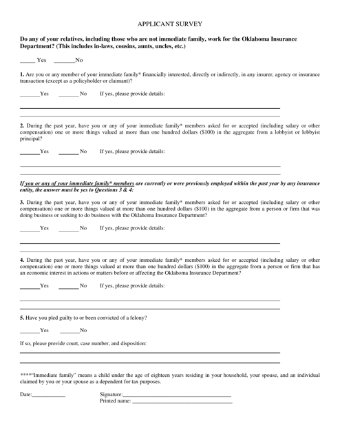 Applicant Survey - Oklahoma