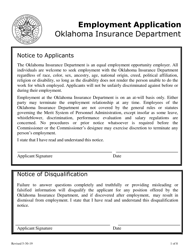 Document preview: Employment Application - Oklahoma