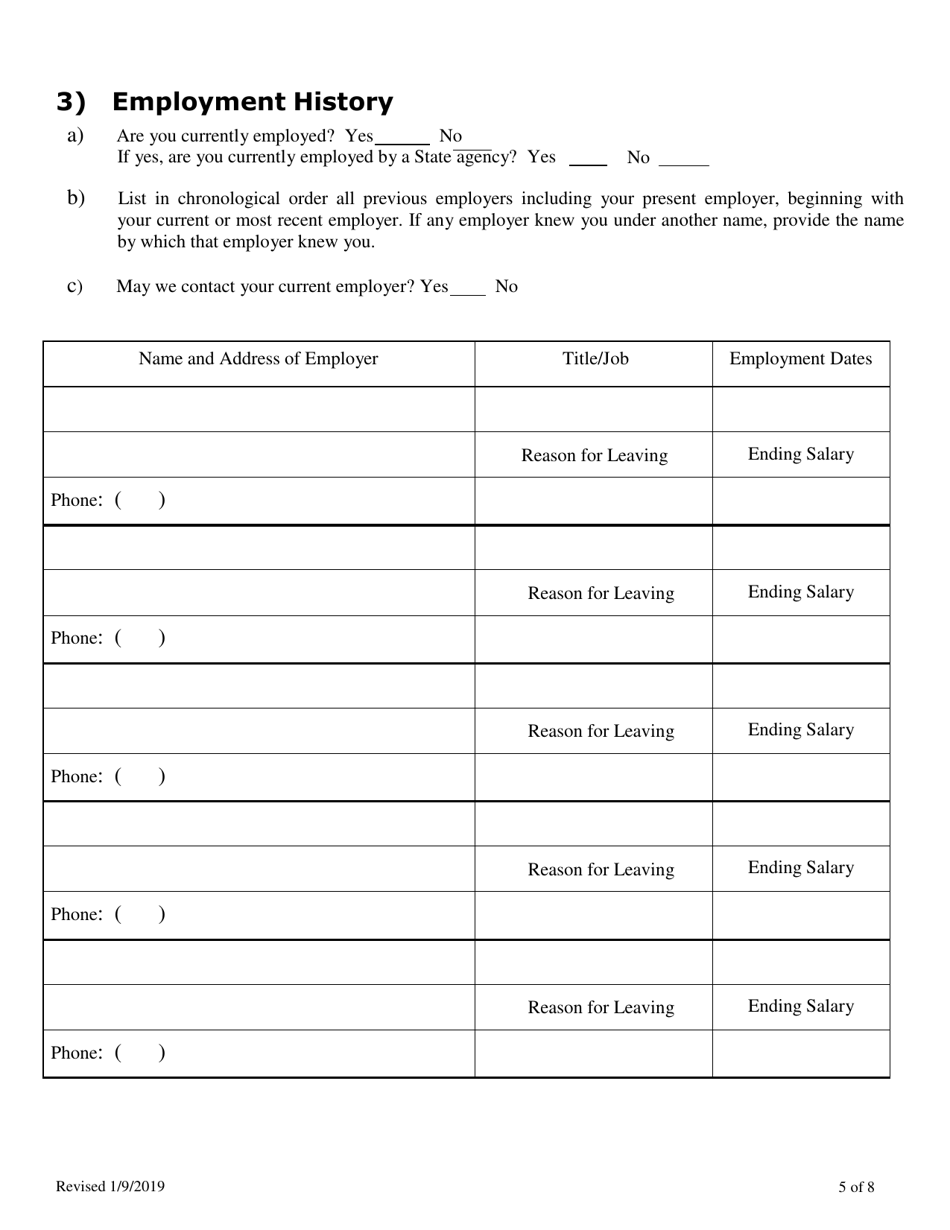 Employment Application - Oklahoma, Page 5