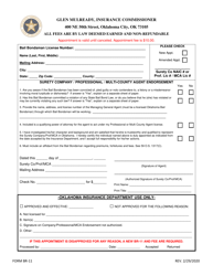 Form BR-11 Surety Company/Professional/Multi-County Agent Endorsement - Oklahoma