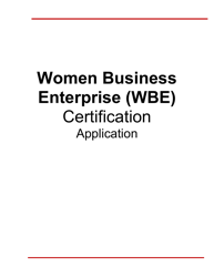 Women Business Enterprise (Wbe) Certification Application - Ohio