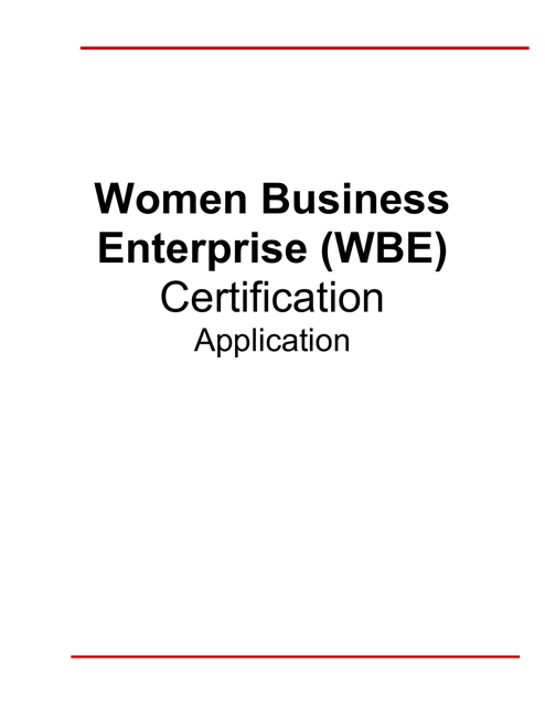 Women Business Enterprise (Wbe) Certification Application - Ohio Download Pdf