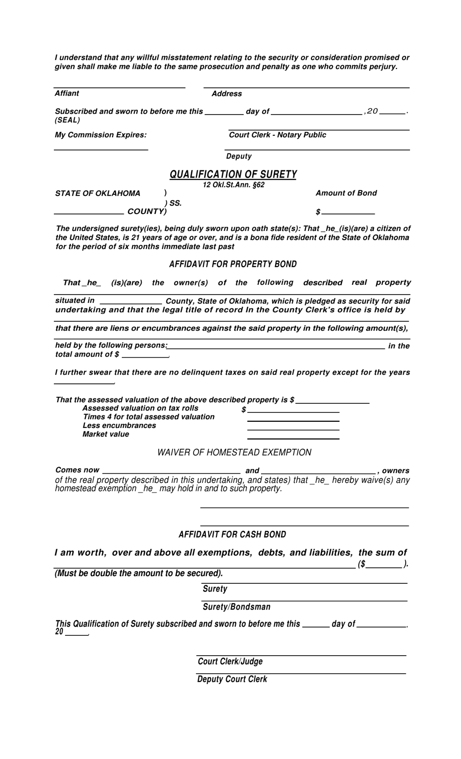 Form S.A. I.408 Appearance Bond - Oklahoma, Page 2