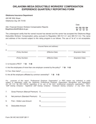 Oklahoma Mega Deductible Workers&#039; Compensation Experience Quarterly Reporting Form - Oklahoma