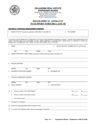 Form REA-AMC-03 Biographical Affidavit to Support Form Rea-AMC-02 - Oklahoma