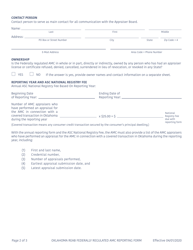 Oklahoma Reporting Form - Federally Regulated Appraisal Management Company - Oklahoma, Page 2