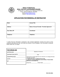 Form REA-CE8 Application for Renewal of Instructor - Oklahoma