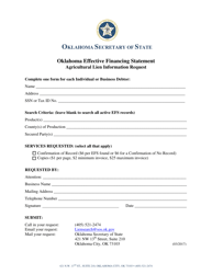 Document preview: Oklahoma Effective Financing Statement Agricultural Lien Information Request - Oklahoma