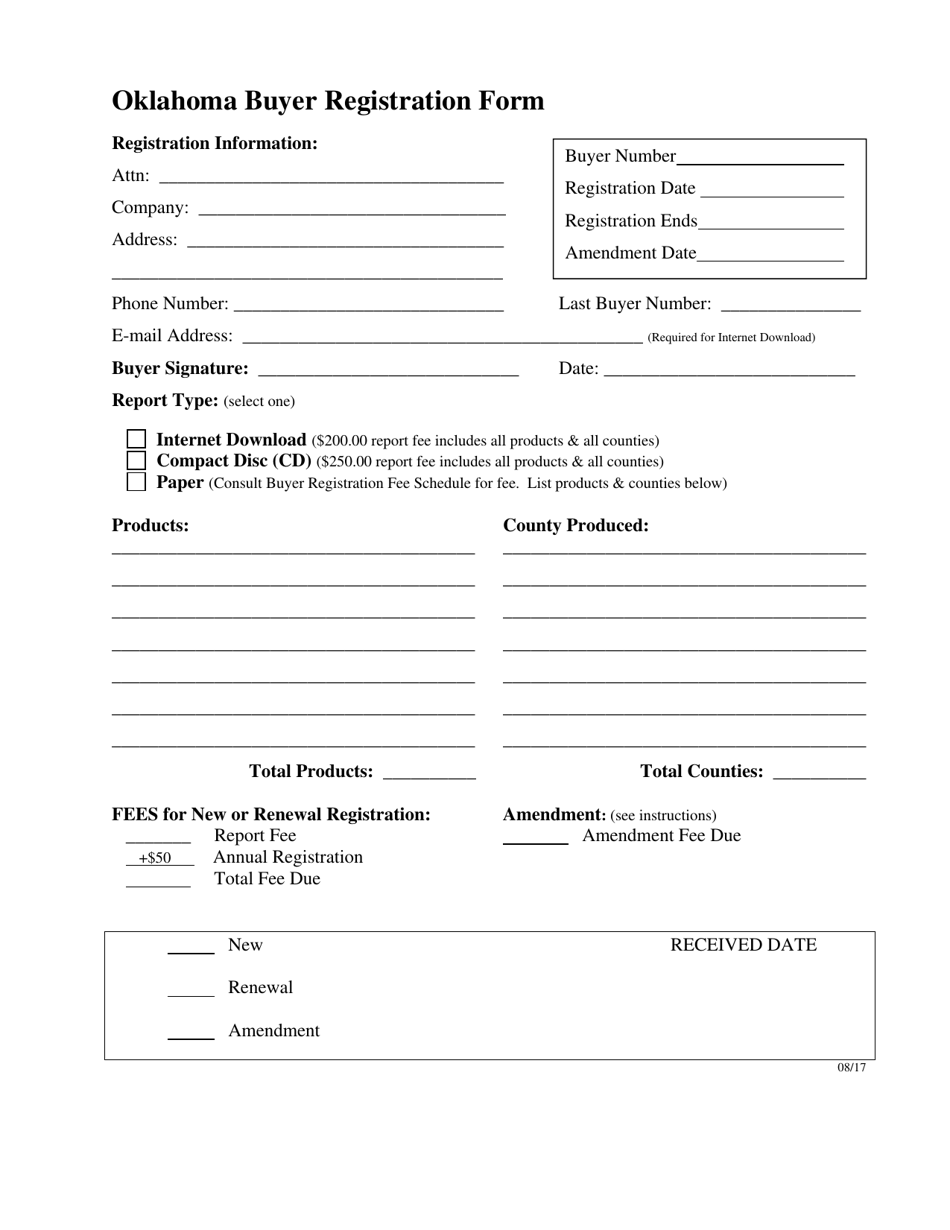 Oklahoma Oklahoma Buyer Registration And Agreement Form Fill Out Sign