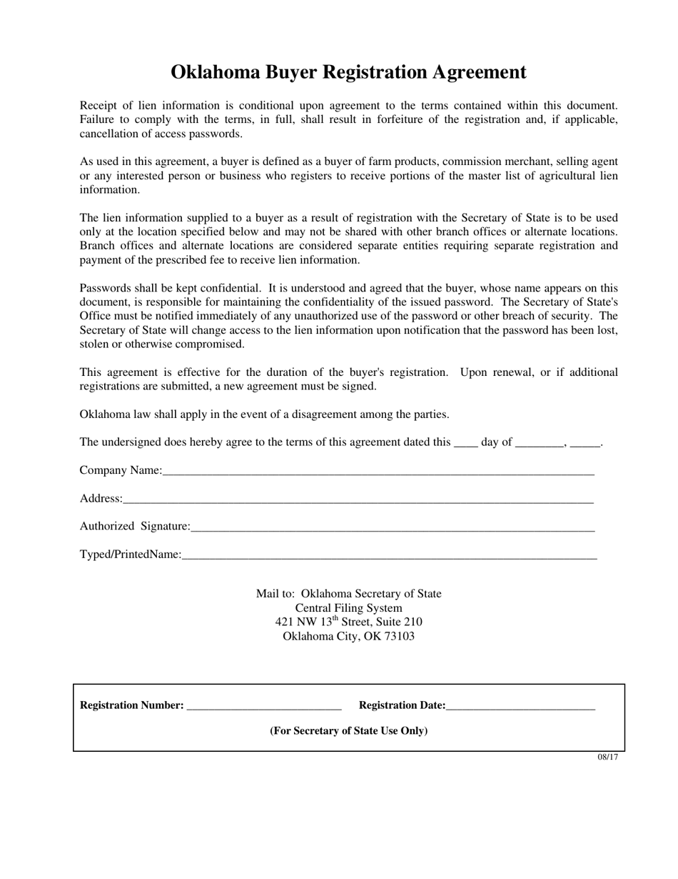 Oklahoma Buyer Registration  Agreement Form - Oklahoma, Page 2