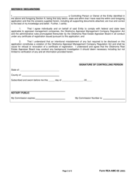 Form REA-AMC-02 Application for Controlling Person/Owner of Appraisal Management Company - Oklahoma, Page 2