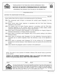 Document preview: TREC Form 38-7 Notice of Buyer's Termination of Contract - Texas