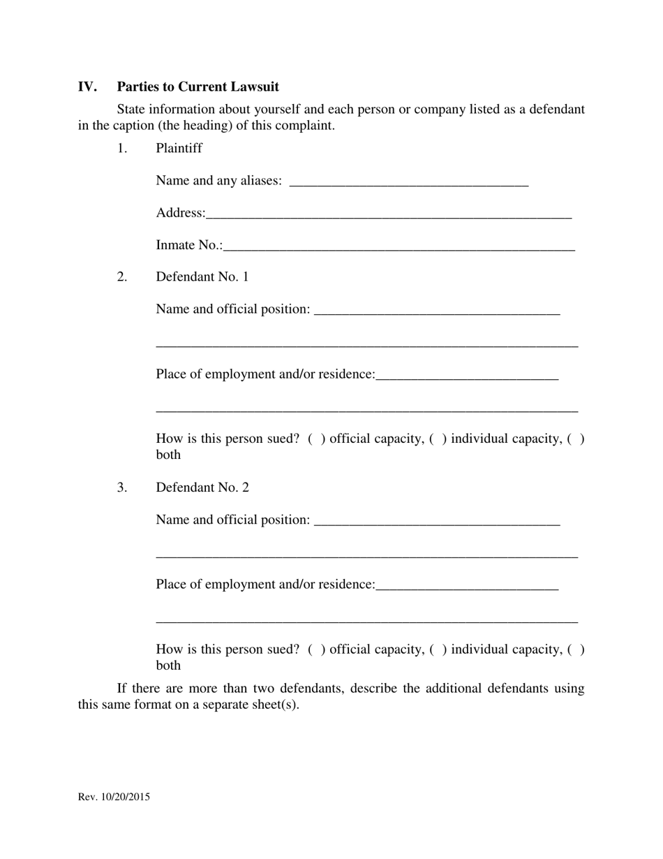 Pro Se Prisoner Civil Rights Complaint - Oklahoma, Page 4