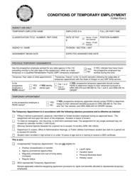 Form PD412 Conditions of Temporary Employment - Oregon
