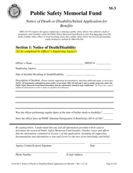 Form M-3 Notice of Death or Disability/Initial Application for Benefits - Oregon