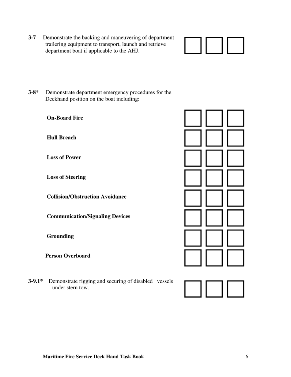 Maritime Fire Service Deck Hand Operator Task Book - Oregon, Page 6
