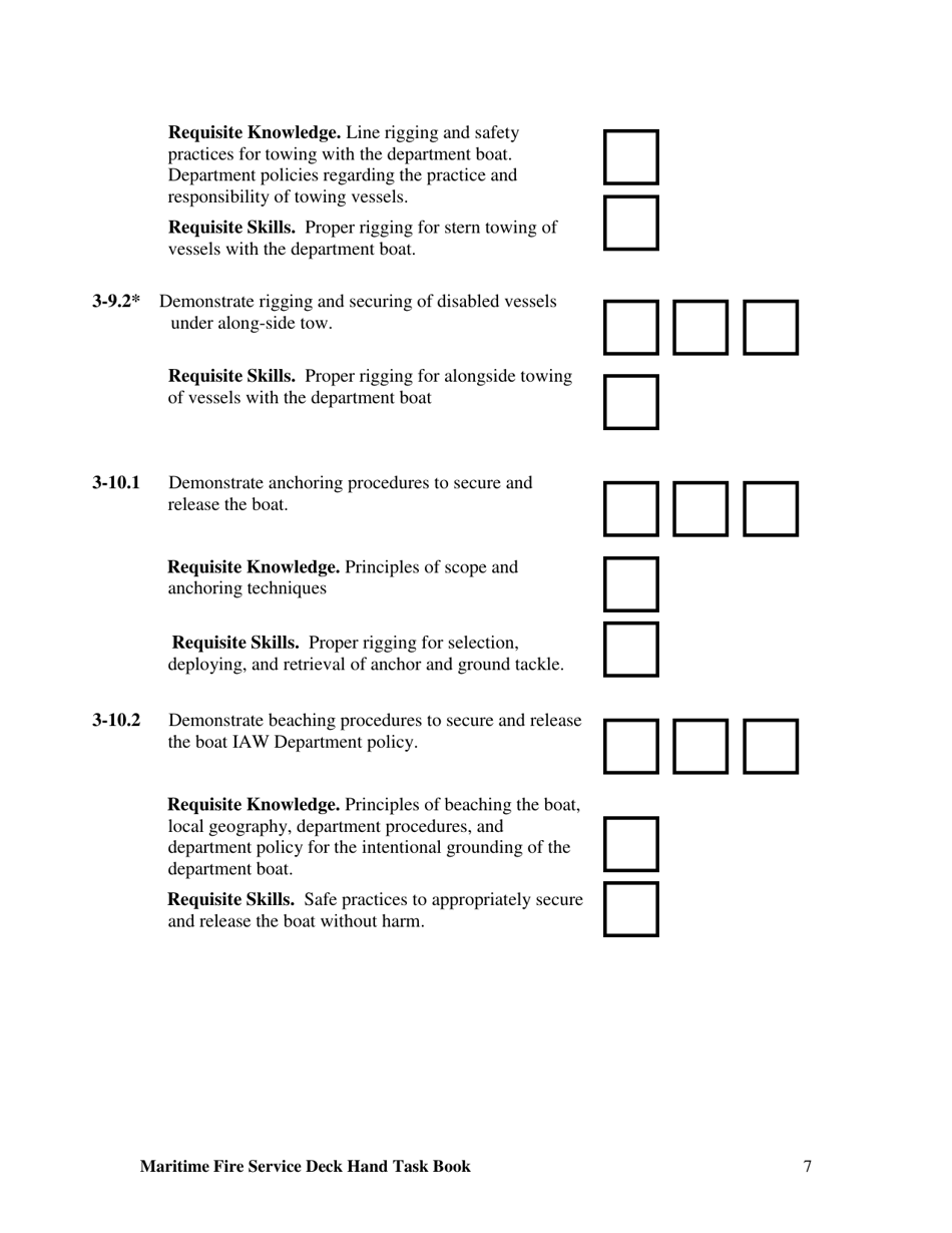 Maritime Fire Service Deck Hand Operator Task Book - Oregon, Page 7