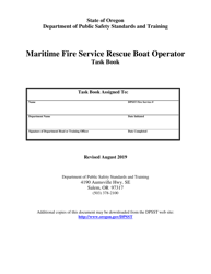 Maritime Fire Service Rescue Boat Operator Task Book - Oregon