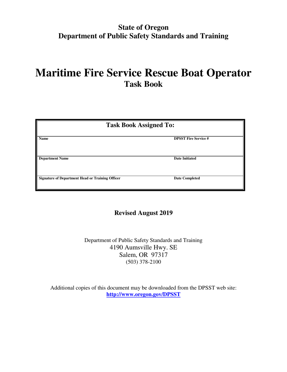 Maritime Fire Service Rescue Boat Operator Task Book - Oregon, Page 1