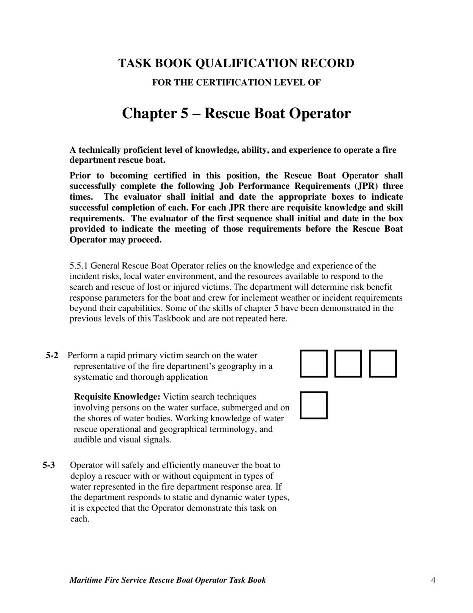 Maritime Fire Service Rescue Boat Operator Task Book - Oregon, Page 4