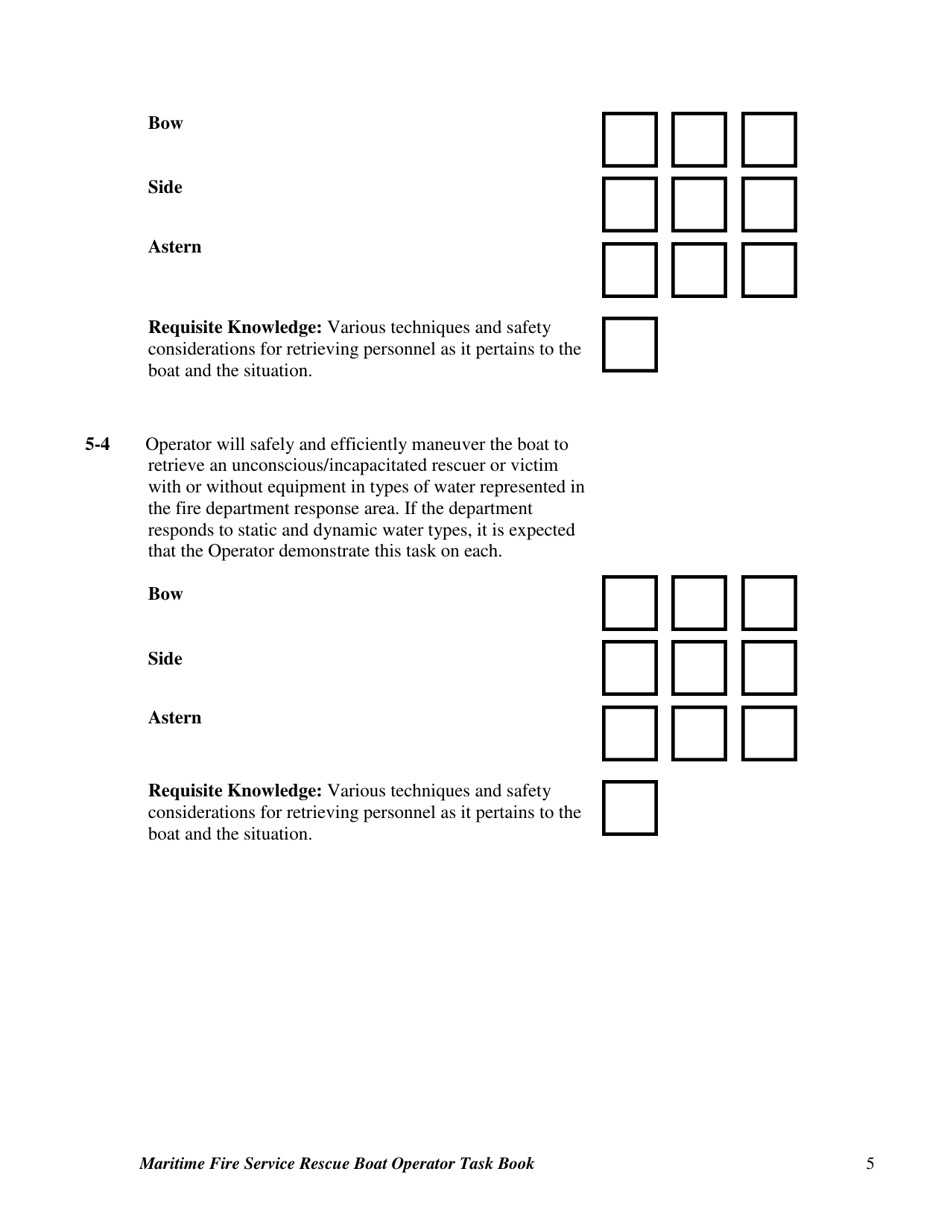 Maritime Fire Service Rescue Boat Operator Task Book - Oregon, Page 5