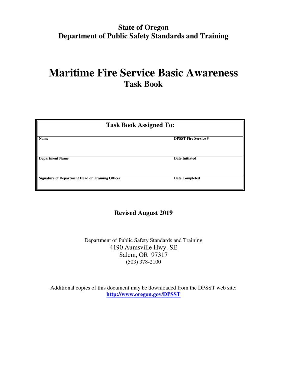Maritime Fire Service Basic Awareness Task Book - Oregon, Page 1
