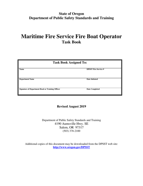 Maritime Fire Service Fire Boat Operator Task Book - Oregon